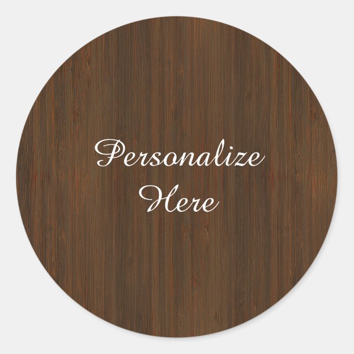 Dark Walnut Brown Bamboo Wood Grain Look Classic Round Sticker Zazzle Com