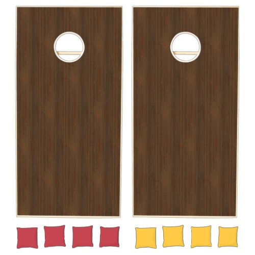 Dark Walnut Brown Bamboo Wood Grain Look Cornhole Set