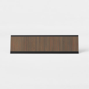 Dark Walnut Brown Bamboo Wood Grain Look Desk Name Plate