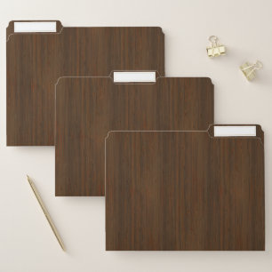 Dark Walnut Brown Bamboo Wood Grain Look File Folder