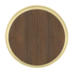 Dark Walnut Brown Bamboo Wood Grain Look Gold Finish Lapel Pin