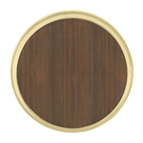 Dark Walnut Brown Bamboo Wood Grain Look Gold Finish Lapel Pin