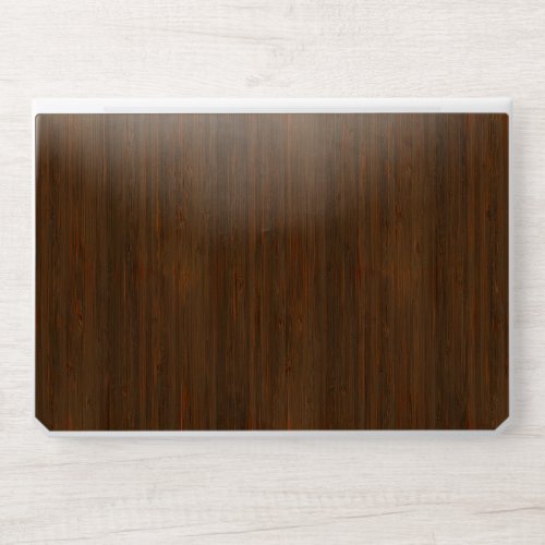 Dark Walnut Brown Bamboo Wood Grain Look HP Laptop Skin