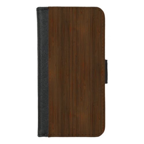 Dark Walnut Brown Bamboo Wood Grain Look iPhone 87 Wallet Case