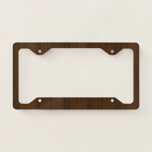 Dark Walnut Brown Bamboo Wood Grain Look License Plate Frame