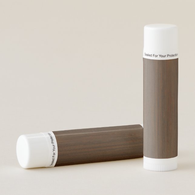 Dark Walnut Brown Bamboo Wood Grain Look Lip Balm (Front)