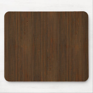 Dark Walnut Brown Bamboo Wood Grain Look Mouse Pad