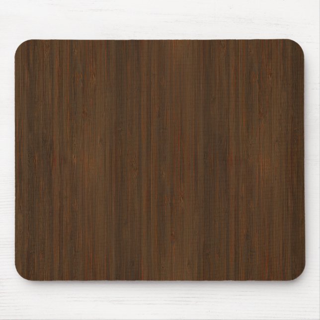 Dark Walnut Brown Bamboo Wood Grain Look Mouse Pad (Front)