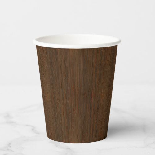 Dark Walnut Brown Bamboo Wood Grain Look Paper Cups