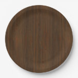 Dark Walnut Brown Bamboo Wood Grain Look Paper Plates