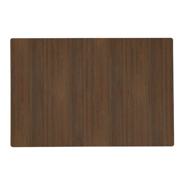 Dark Walnut Brown Bamboo Wood Grain Look Placemat (Front)