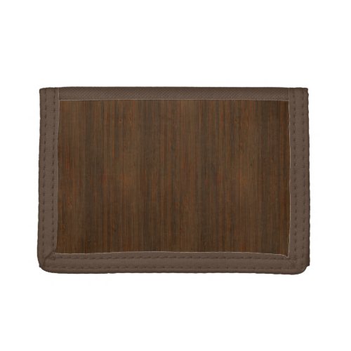 Dark Walnut Brown Bamboo Wood Grain Look Tri_fold Wallet