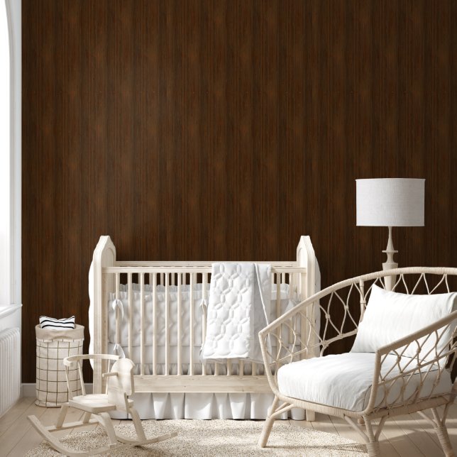 Dark Walnut Brown Bamboo Wood Grain Look Wallpaper (Kids)