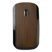 Dark Walnut Brown Bamboo Wood Grain Look Wireless Mouse (Front)