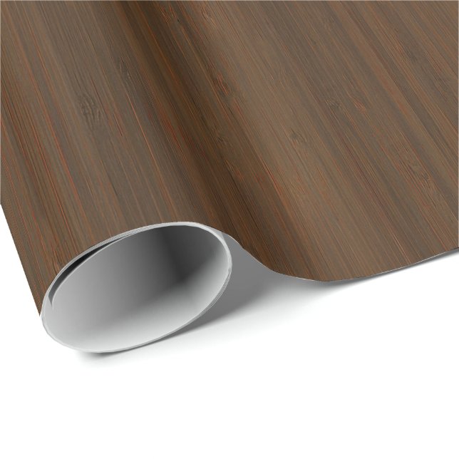 Dark Walnut Brown Bamboo Wood Grain Look Wrapping Paper (Roll Corner)