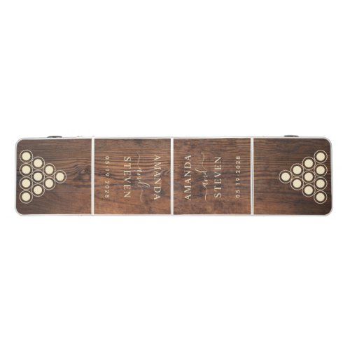 Dark Walnut Wood Couple Names with Date Beer Pong Table