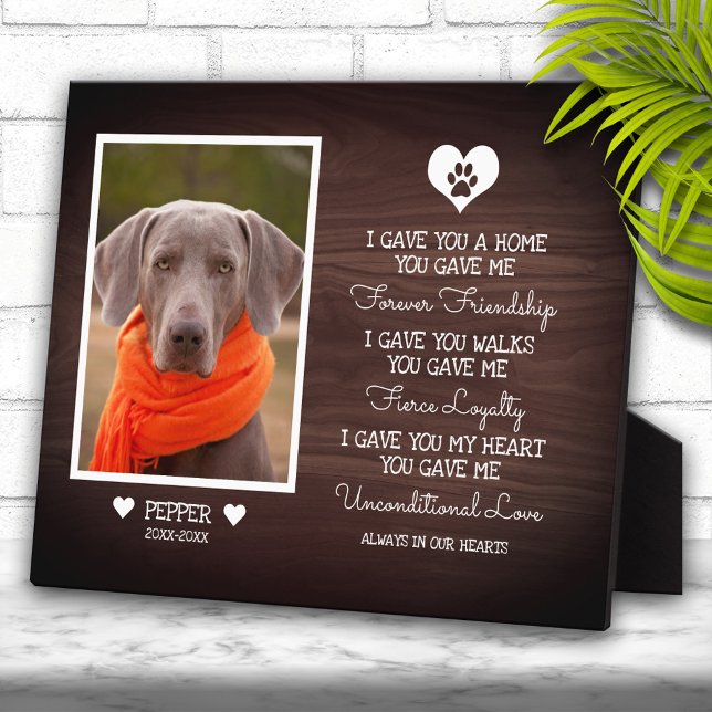 Dark Walnut Wood Family Pet Photo Memorial Plaque (Creator Uploaded)