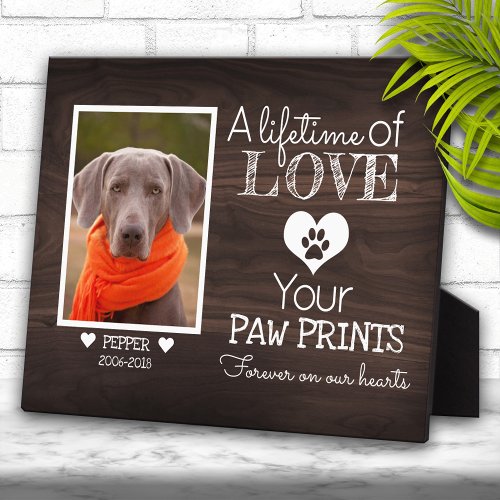 Dark Walnut Wood Family Pet Photo Memorial Plaque