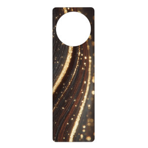 Dark Walnut Wood Grain with Sparkling Gold Rivers Door Hanger