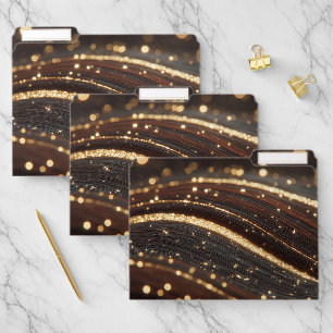 Dark Walnut Wood Grain with Sparkling Gold Rivers File Folder