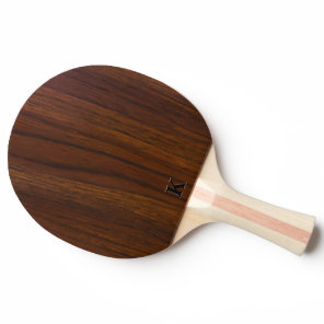 Dark Walnut Wood Minimalistic Monogram Ping Pong Paddle