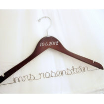 Dark Walnut Wood Personalized Wedding Dress Hanger
