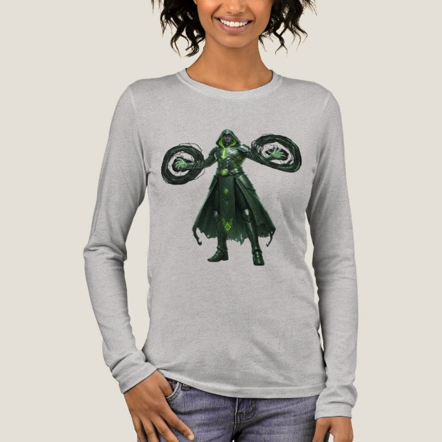 Dark Warlock Magic Gamer Aesthetic Streetwear Tri-Blend Shirt (Front)