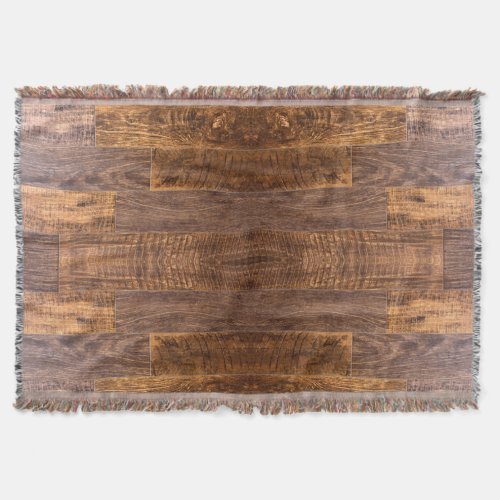 Dark warm brown Wood grain pattern Throw Blanket