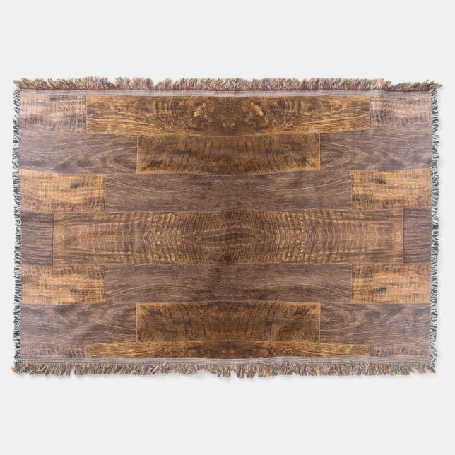Dark warm brown Wood grain pattern Throw Blanket (Front)