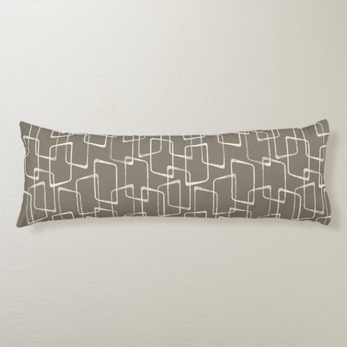 Dark Warm Gray Retro Lino Print Geometric Pattern Body Pillow