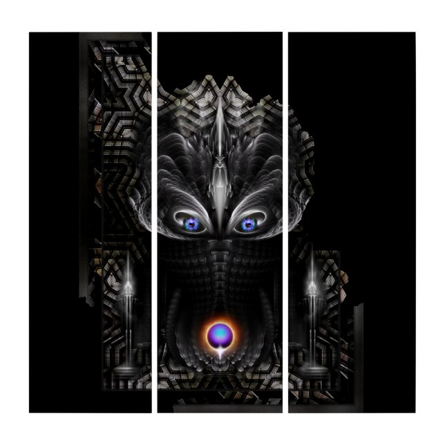 Dark Warrior Sculpture Fractal Art (Front)