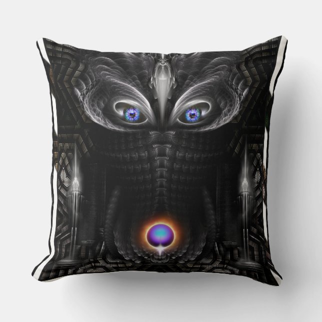 Dark Warrior Sculpture Fractal Art Throw Pillow (Front)
