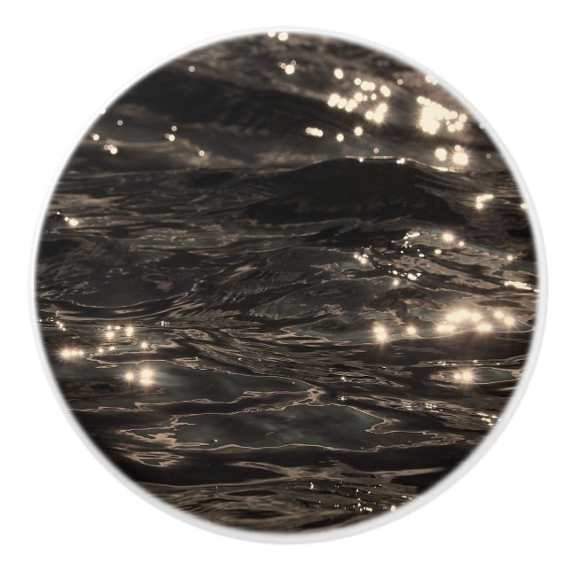 Dark water black and gold pattern ceramic knob (Front)