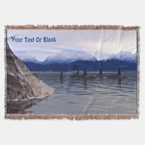 Dark Water Orca Throw Blanket