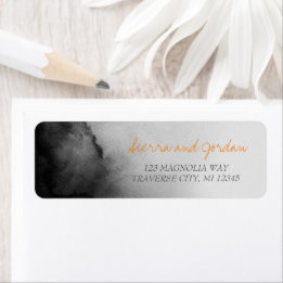 Dark Watercolor Halloween Orange Black Wedding Label