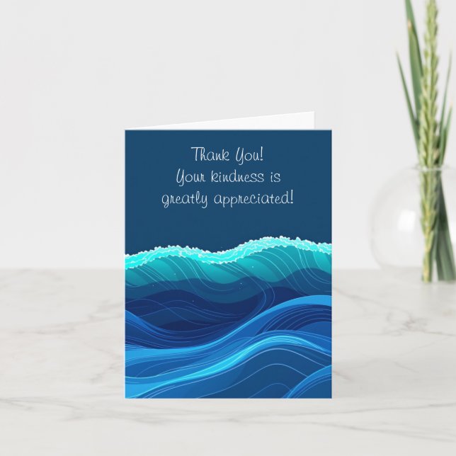 Dark Waves Letterpress Thank You Card (Front)