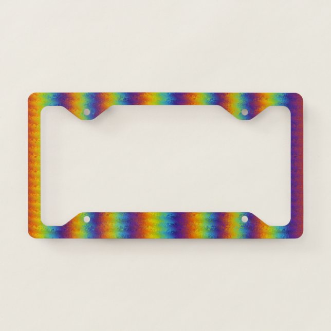 Dark Wavy Rainbow License Plate Frame (Front)