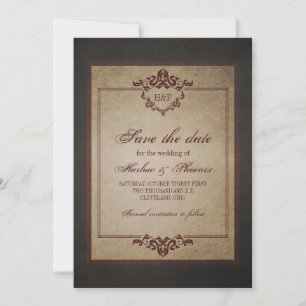 Dark Weathered Gothic Monogram Save the Date