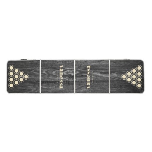 Dark Weathered Wood Minimal Modern Classic Name Beer Pong Table