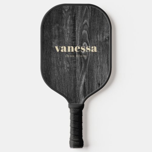 Dark Weathered Wood Minimal Modern Classic Name Pickleball Paddle