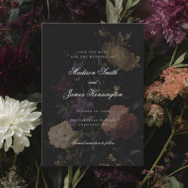 Dark Wedding Romantic Moody Flowers Painting Save The Date | Zazzle
