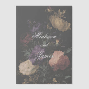 Dark Wedding Romantic Moody Flowers Painting Vellum Invitations