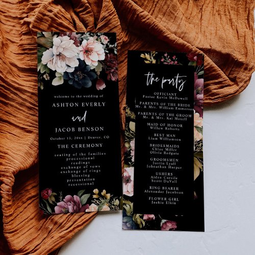 Dark Wedding Stationery Floral Wedding Programs