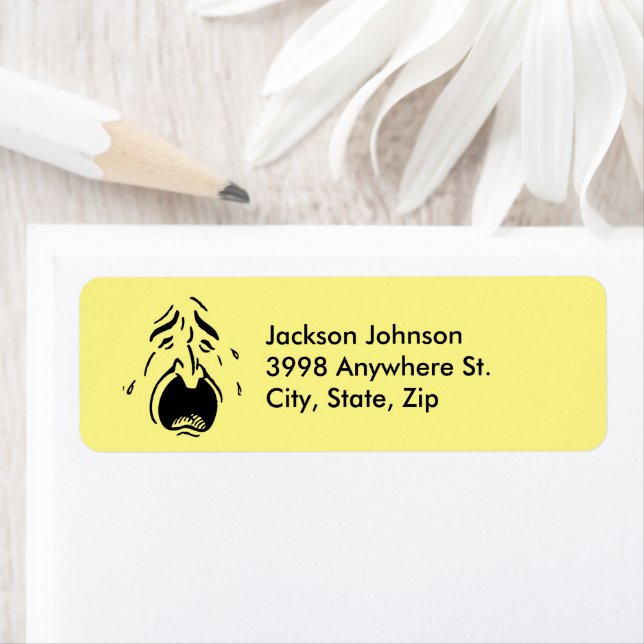 Dark Weeping Crying Face Outline, ZFJG Address Label (Insitu)