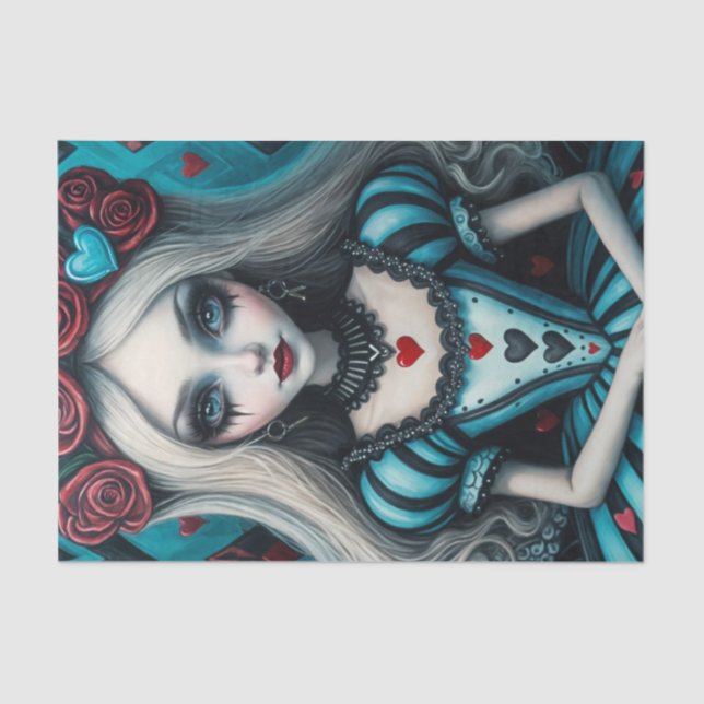 Dark Whimisical Goth Alice Decoupage Paper  (Front)