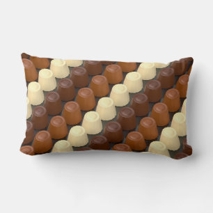 Dark, white and milk chocolate pralines lumbar pillow