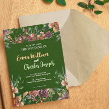 Dark Wild Flowers Wedding Theme Invitation