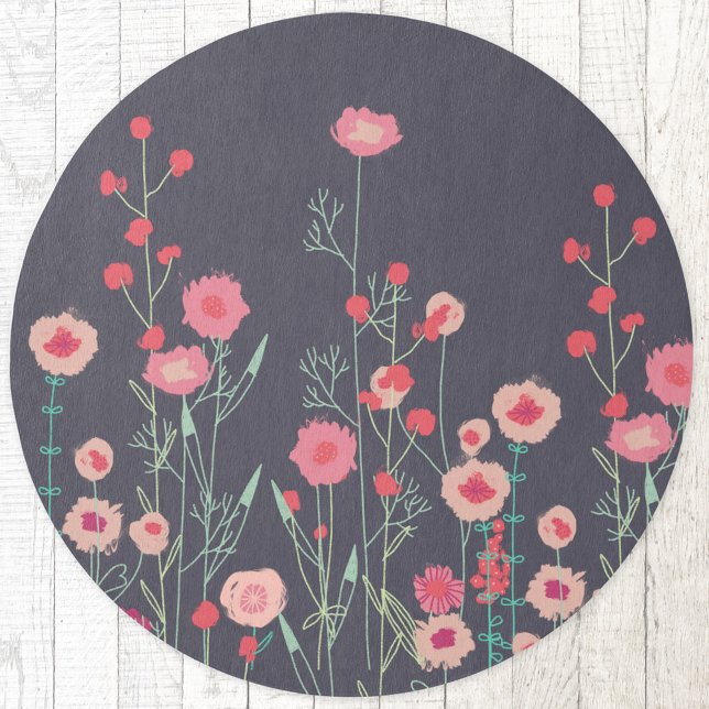 Dark Wildflower Boho Floral Rug (Boho floral cottagecore indoor or outdoor rug)