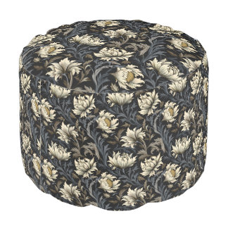 dark William Morris,Floral pattern,Arts and Crafts Pouf