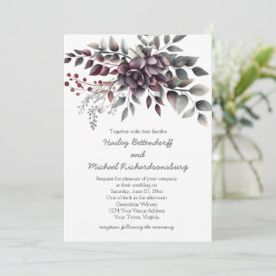 Dark Wine, Dusty Lavender, Dusty Purple, Sage Invitation